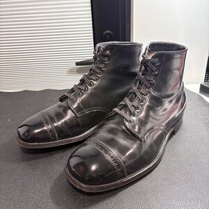 Vintage Alden Black Leather Cap-toe Dress Boots
